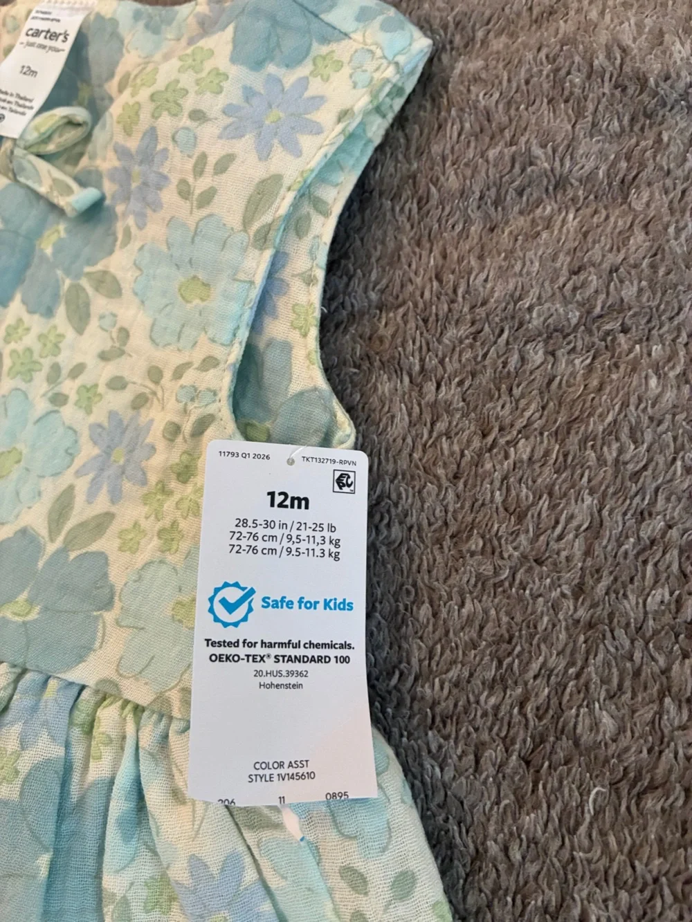 Baby Girl Floral Sundress in Pastel Blue and Cream